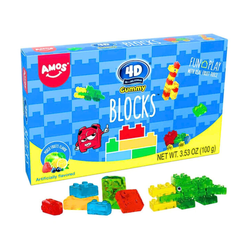 Amos 4D Gummy Blocks Theatre Box 12 x 100g