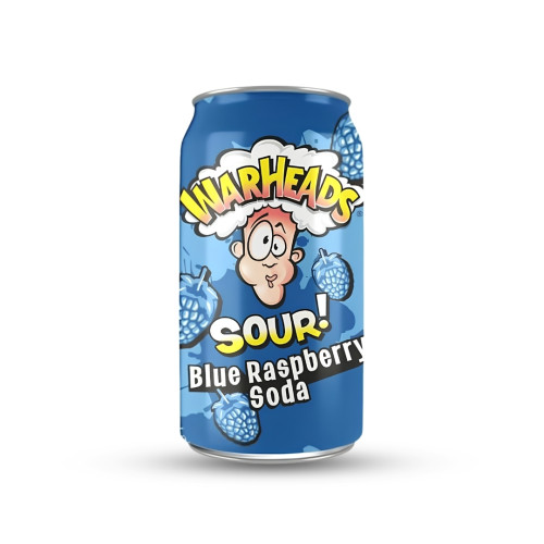 Warheads Sour Blue Raspberry Soda Cans 12x330ml