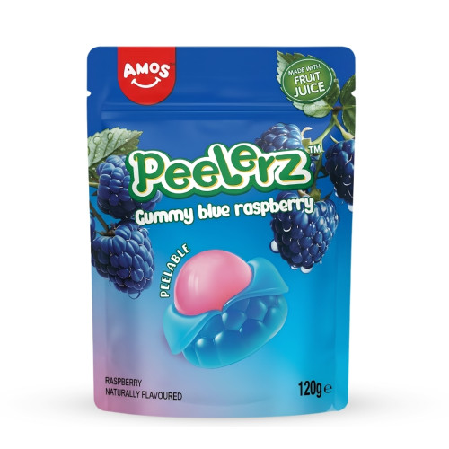 Amos Peelerz Blue Rapberry Peg Bag 12x120g