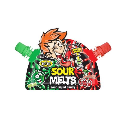 American Continental Cherry & Watermelon Sour Melts 2 in 1 Liquid Candy 12x40g