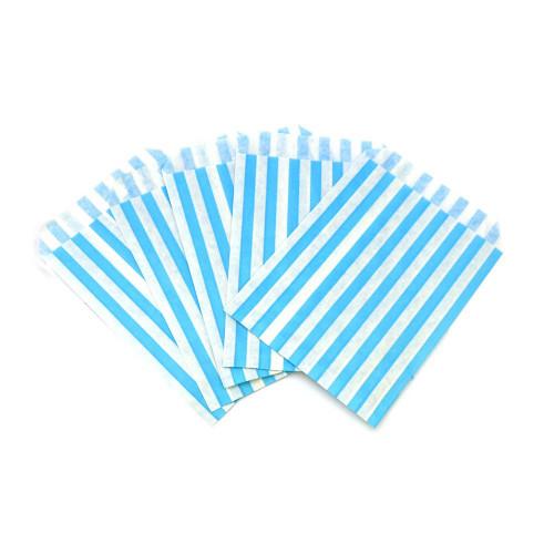 Aqua Blue Candy Stripe Bags 5 X 7 Inch 1000 Pieces