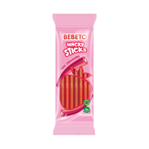Bebeto Wacky Sticks Strawberry 24 Count 