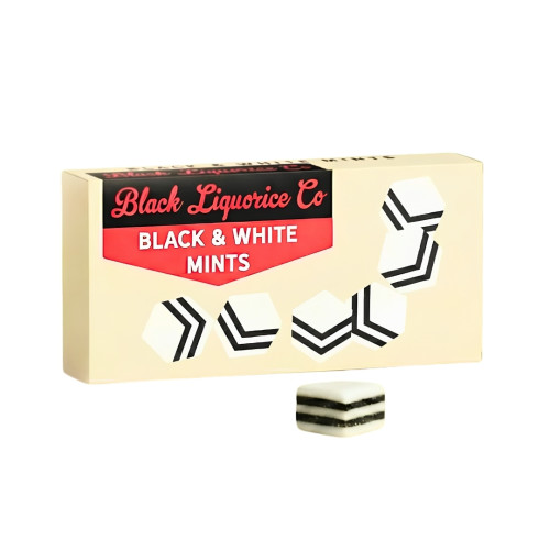 Black Liquorice Company Black and White Mints Box 6x125g