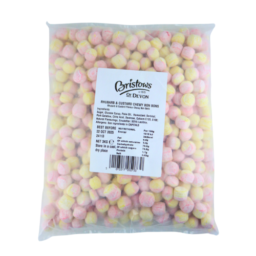 Bristows Chewy Rhubarb and Custard Bon Bons 3kg wholesale bag