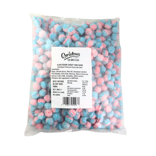 Bristows Chewy Bubblegum Bon Bons 3kg wholesale bag