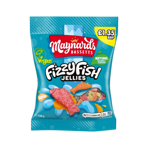 Maynards Bassetts Fizzy Fish &Acirc;&pound;1.35 PMP 12x130g