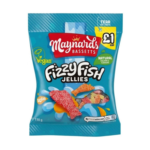 Maynards Bassetts Fizzy Fish &Acirc;&pound;1 PMP 12x110g