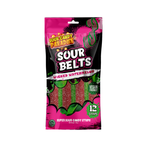DISCONTINUED Candy Paradise Sour Belts Wicked Watermelon 12x100g
