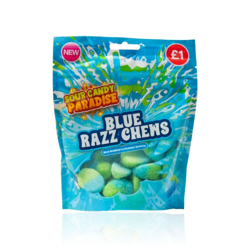 Candy Paradise Sour Blue Razz Chews Pouch 10x130g PMP &Acirc;&pound;1