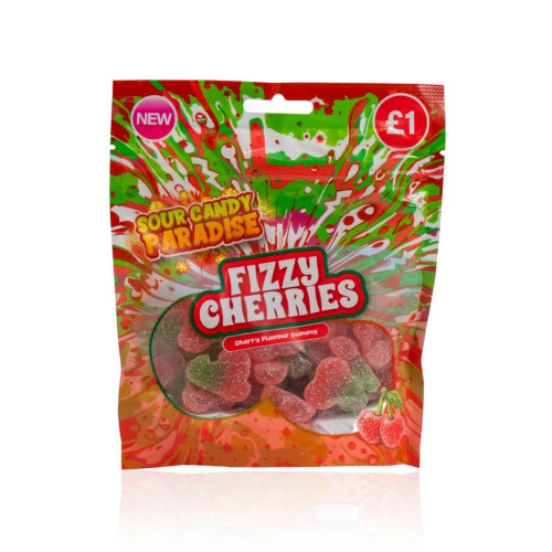 Candy Paradise Sour Fizzy Cherries Pouch 10x130g PMP &Acirc;&pound;1