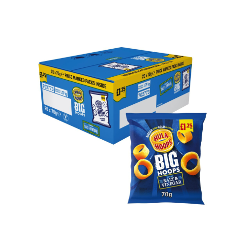 Hula Hoops Big Hoops Salt & Vinegar Crisps &Acirc;&pound;1.35 PMP 20X70g