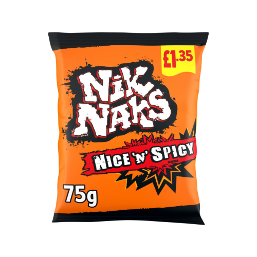 Nik Naks Nice N Spicy Crisps &Acirc;&pound;1.35 PMP 20x75g