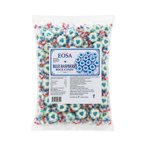 Rock Candy Blue Raspberry Hearts 1kg
