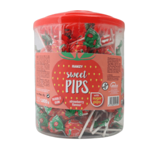 Sweet Pips Strawberry Lollypops 90 Count