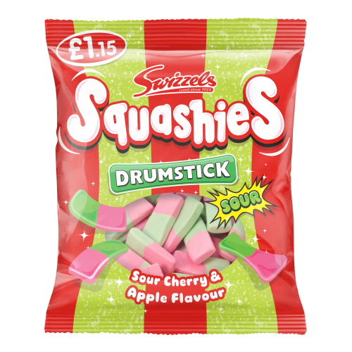 Swizzels Squashies Drumsticks Sour Cherry & Apple &Atilde;&Acirc;&pound;1.15 PMP 12x120g