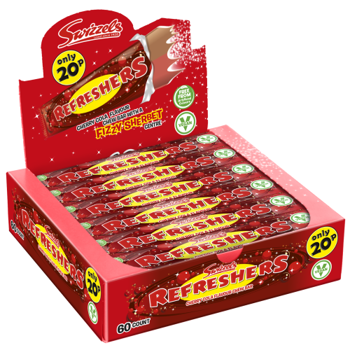 Swizzels Refreshers Cherry Cola Chew Bars 20p PMP 60x18g