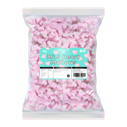 Candycrave Pink & White Micro Heart Marshmallows 1kg