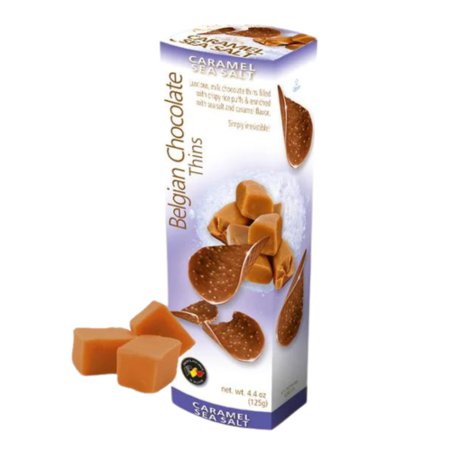 Belgian Caramel and Sea Salt Chocolate Thins 12x125g