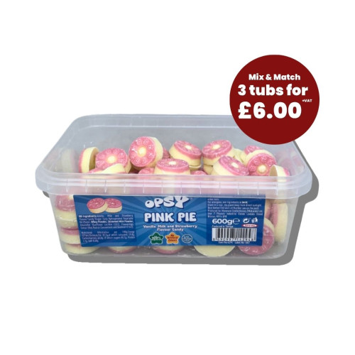 Opsy Pink & White Pies 600g Tub