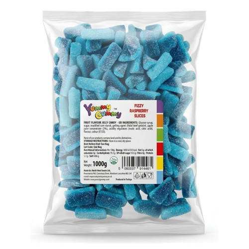 Yummy Gummy Fizzy Blue Slices 1kg