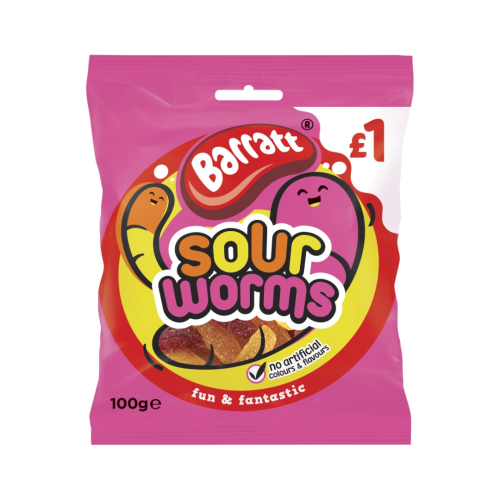 Barratt Sour Worms PMP &Acirc;&pound;1 12x100g