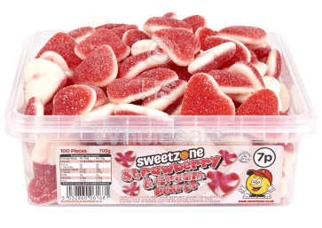 Sweetzone Tub Fizzy Strawberry and Cream Hearts 700g