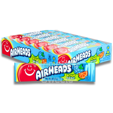 Airheads Sour Blue Blast Flavour Chew Bars 36 x15.6g
