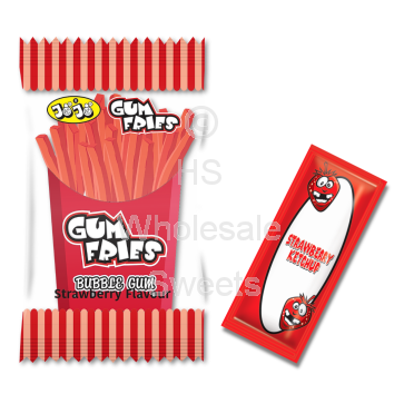 American Continental Bubblegum Fries Strawberry with Candy Ketchup 24x30g