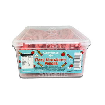 Candycrave Sour Strawberry Pencils Tub 100 Count