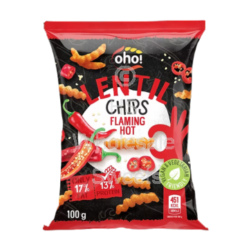 Oho! Lentil Chips Flaming Hot 23x100g