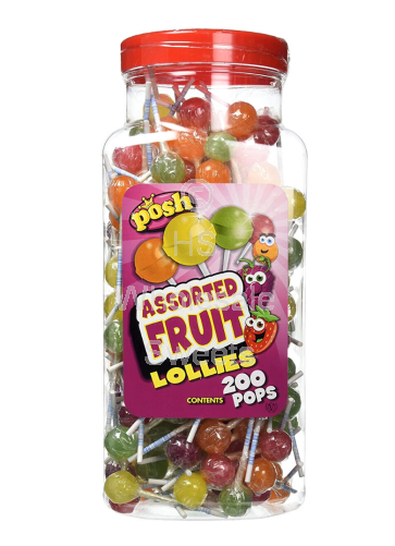 Posh Assorted Fruit Lollipop Jars 200 COUNT