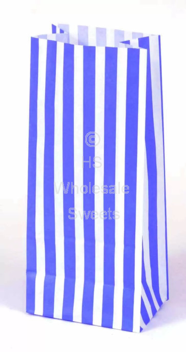 Blue & White Candy Stripe Bags 10 x 4 Inch 100 Count
