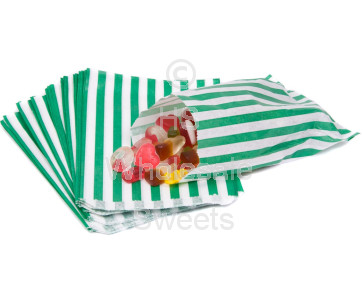 Green Candy Stripe Bags 5 x 7 Inch 1000 Count