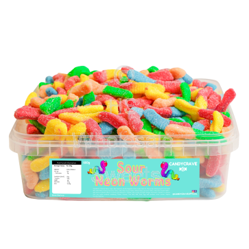 Candycrave Sour Neon Worms Tub 600g