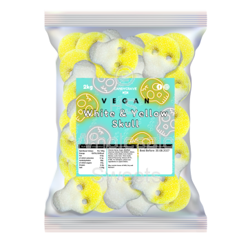 Candycrave Vegan Fizzy White and Yellow Skulls 2kg