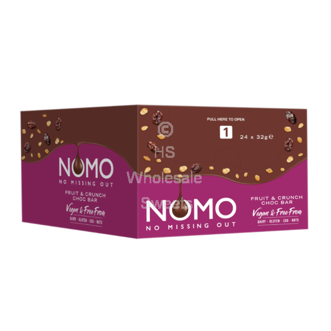 Nomo Fruit & Crunch Vegan Chocolate Bar 24 x 32g