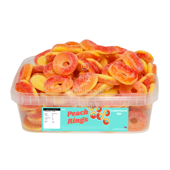 Candycrave Fizzy Peach Rings Tub 600g