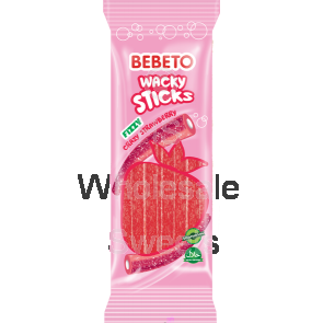 Bebeto Wacky Sticks Fizzy Strawberry 24 Count