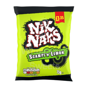 Nik Naks Scampi & Lemon Crisps £1.35 PMP 20x75g