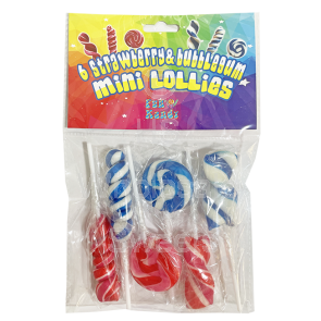 Fun Kandy Mini Lollies Strawberry & Bubblegum 6x17g