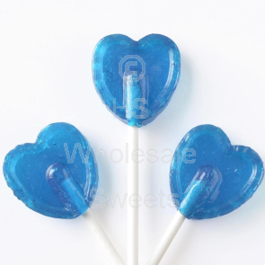 Blue Raspberry Heart Lollipops 1kg