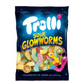 Trolli Halal Sour Glow Worms Bags 12x100g